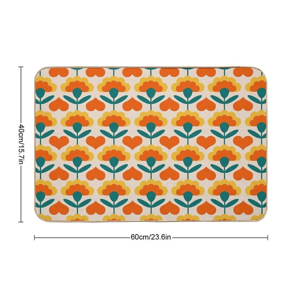 Hearts And Flowers  Stain-Proof Bath Mat
