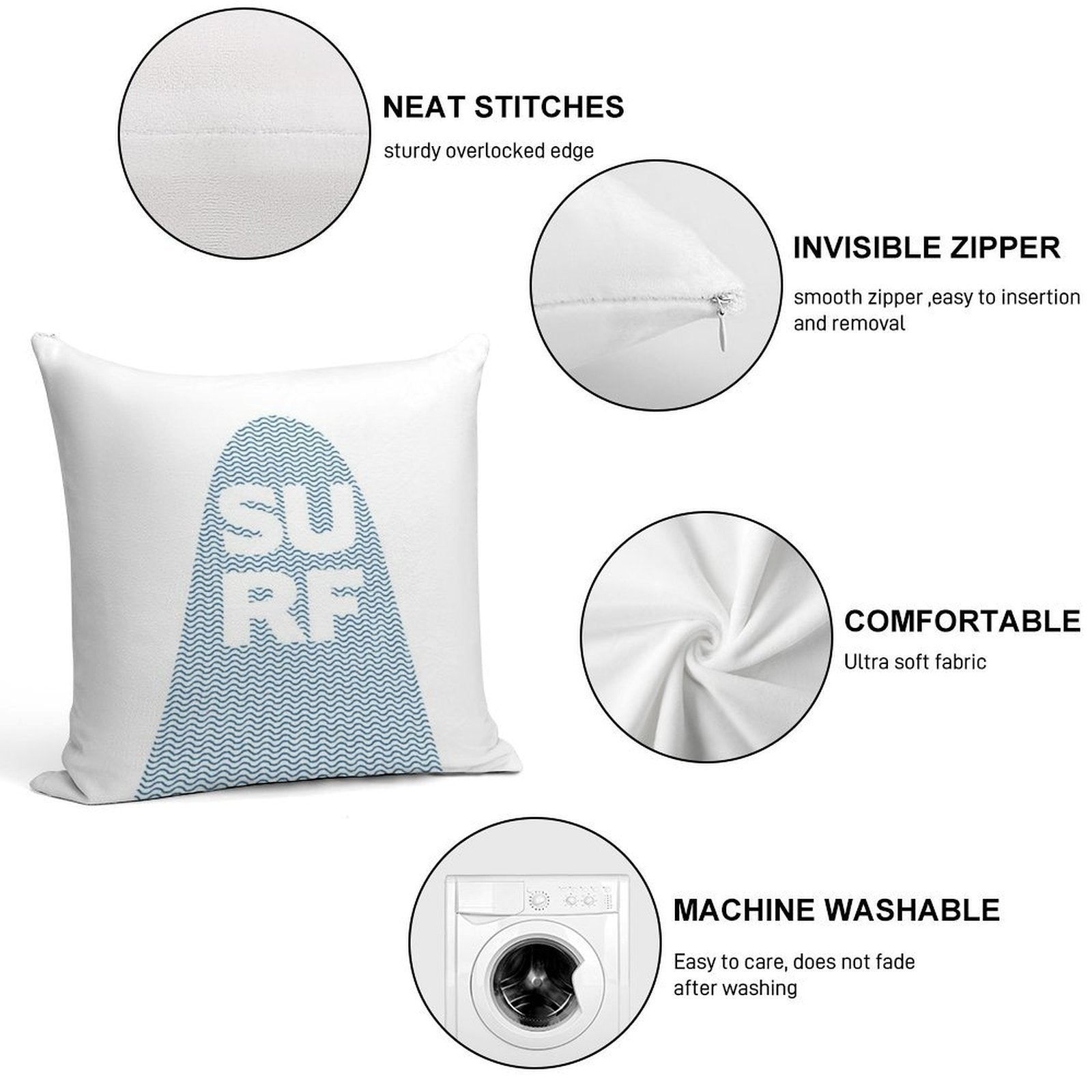 Surf Soft Durable Construction Throw Pillow