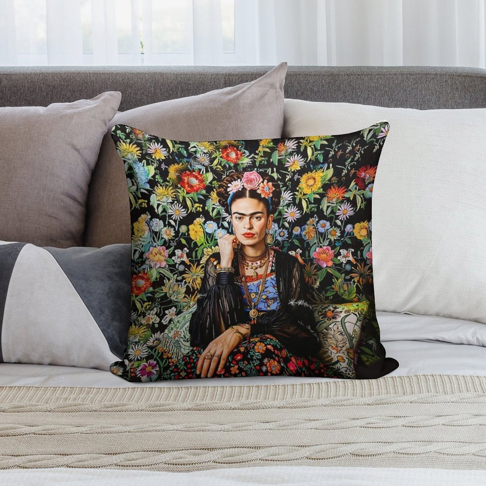 Frida Kahlo Flowers Soft Warmth Comfort Throw Pillow