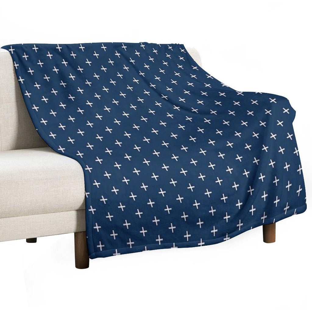 Japanese Kimono Blue Pattern Gift-ready Throw Blanket
