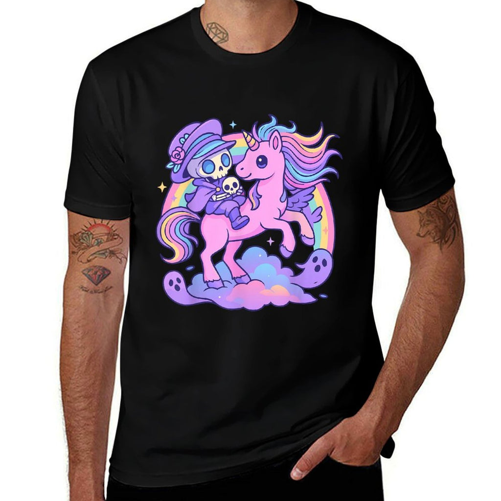 Pastel Goth Skeleton Rider  Unicorn - Kawaii Gothic Comfortable T-Shirt