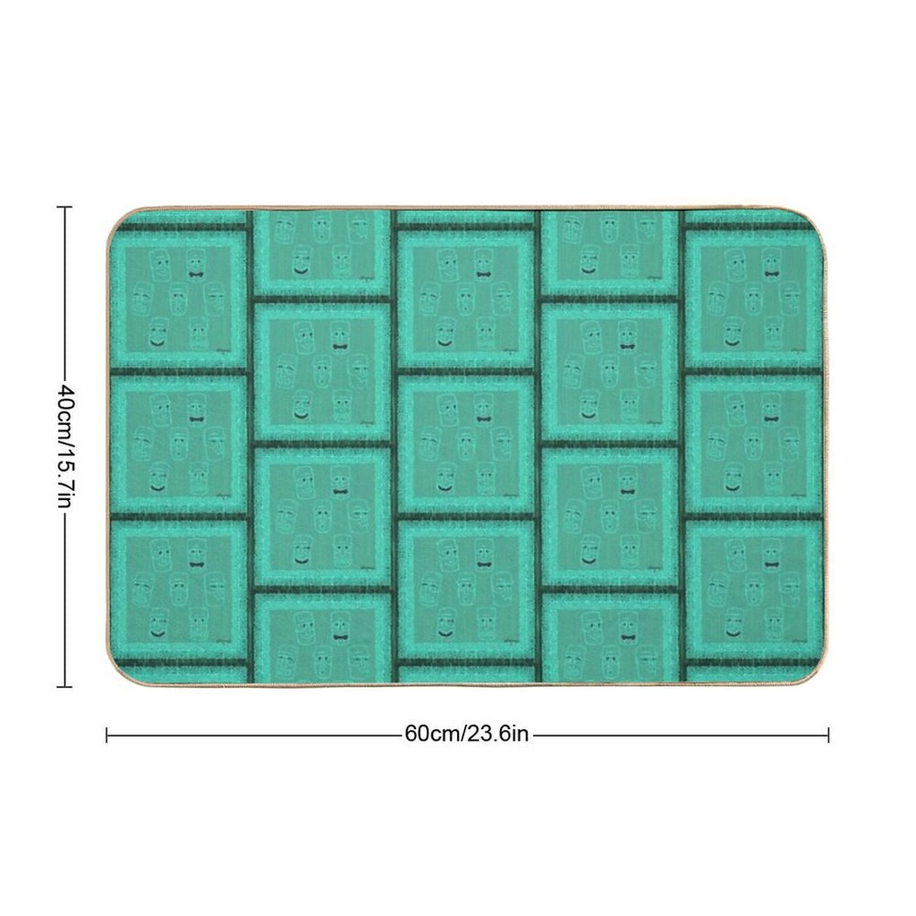 Tiki Time - Aqua Version!  Absorbent Bath Mat