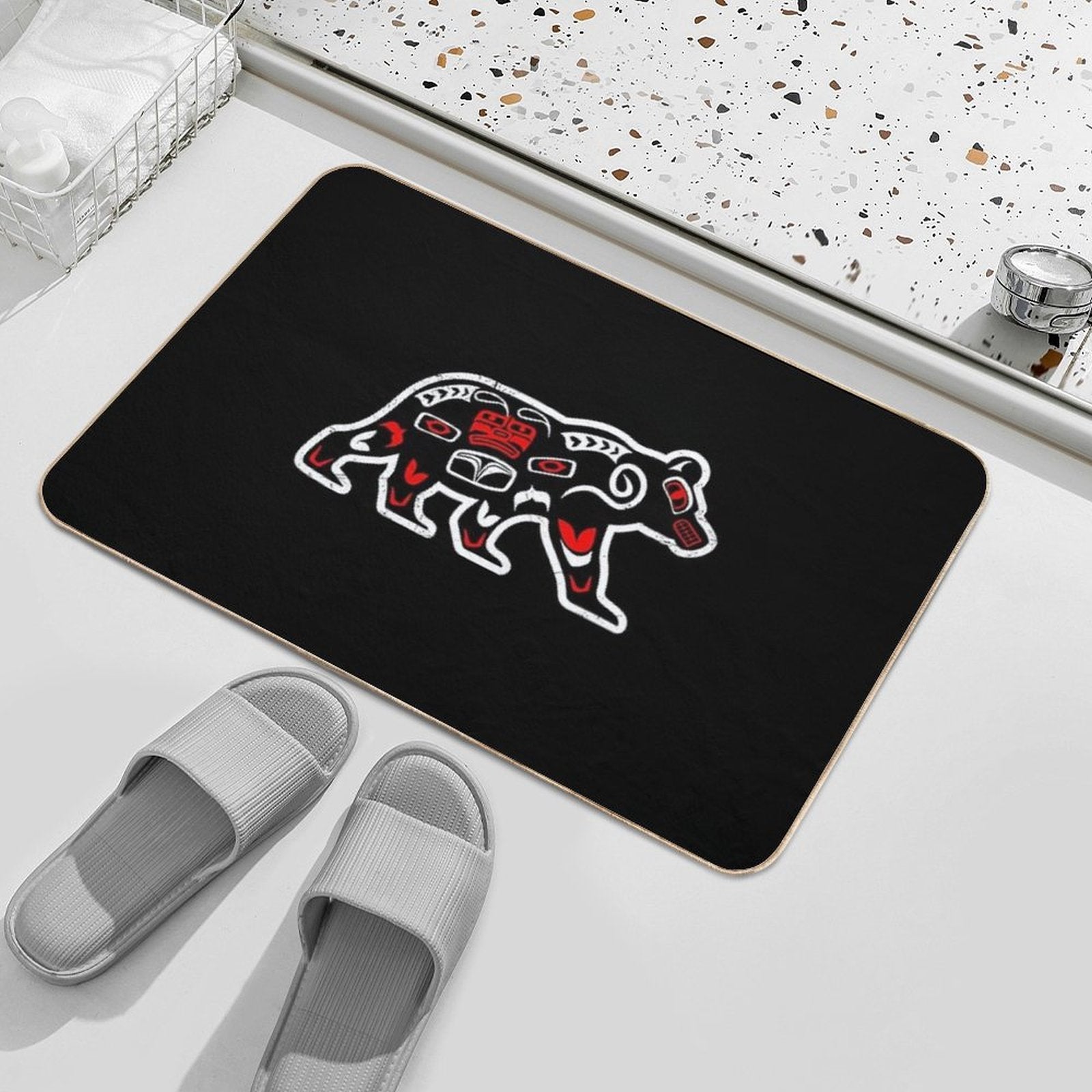 Haida Bear Funny Gift Idea  Dirt-Trapping Bath Mat