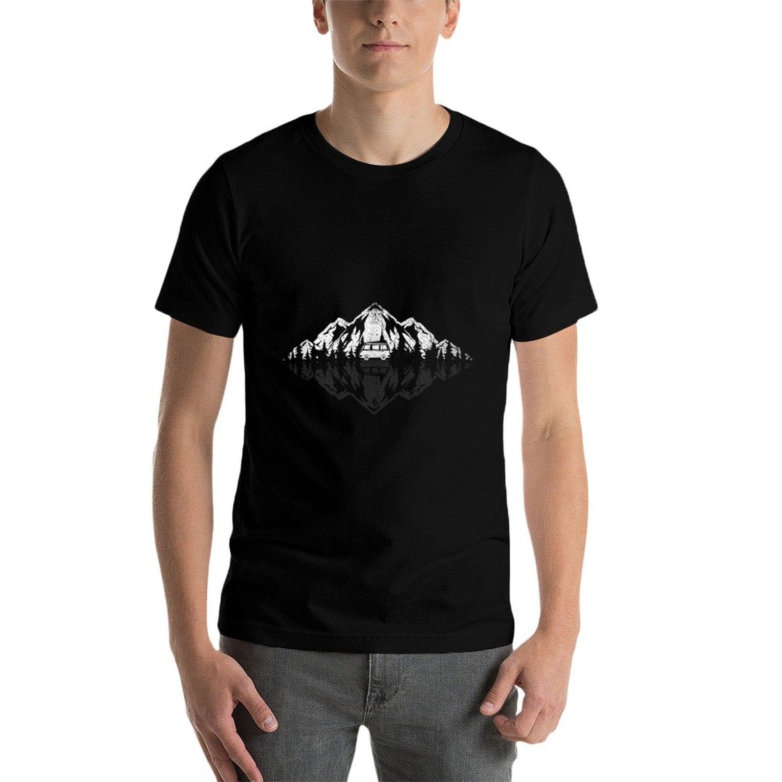 Wildlife Nature Hiking Hiker Mountain Reflection Forest  Wrinkle-resistant T-Shirt