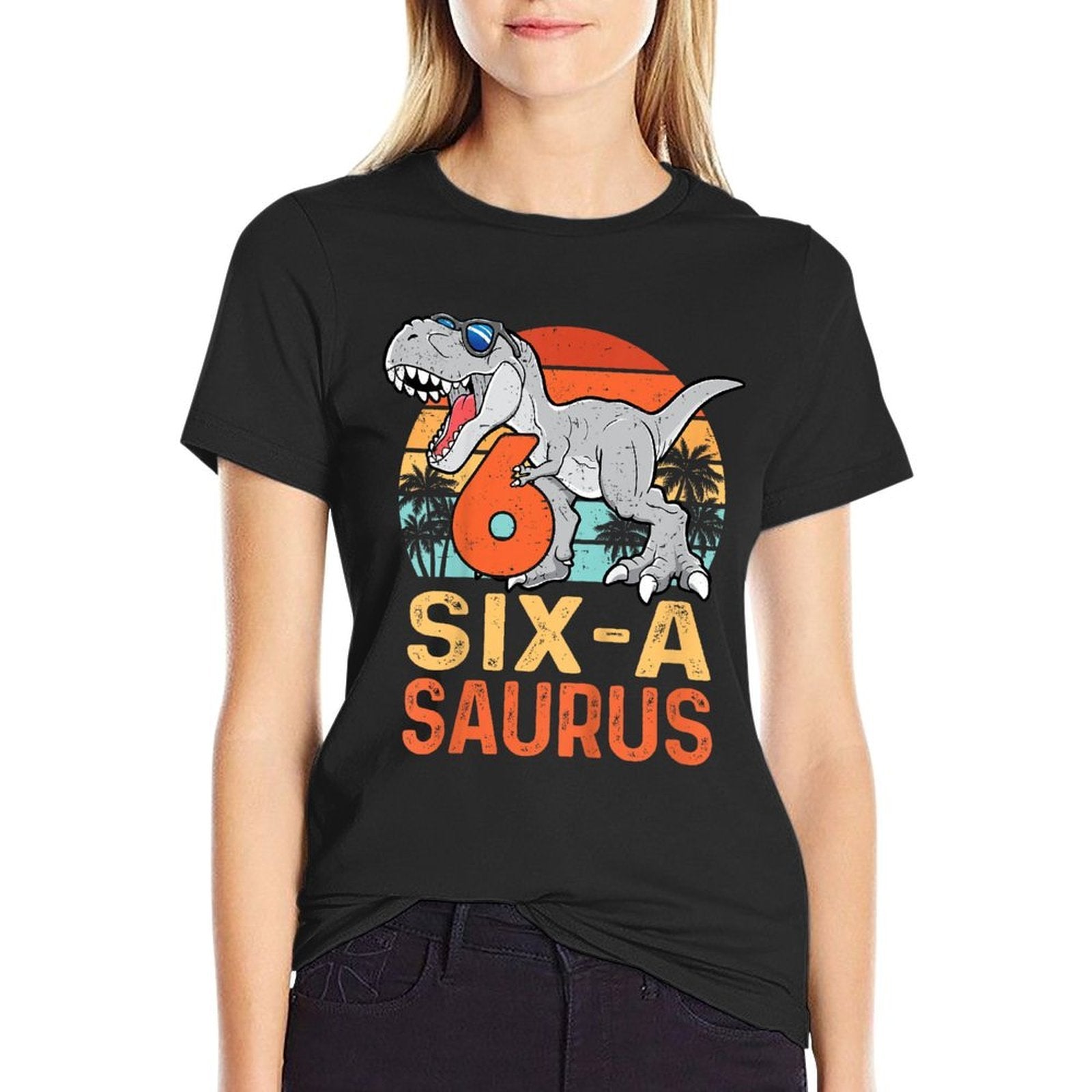 Kids Six A Saurus Rex 6th Birthday Dinosaur 6 Year Old Boys  Vintage-inspired T-Shirt