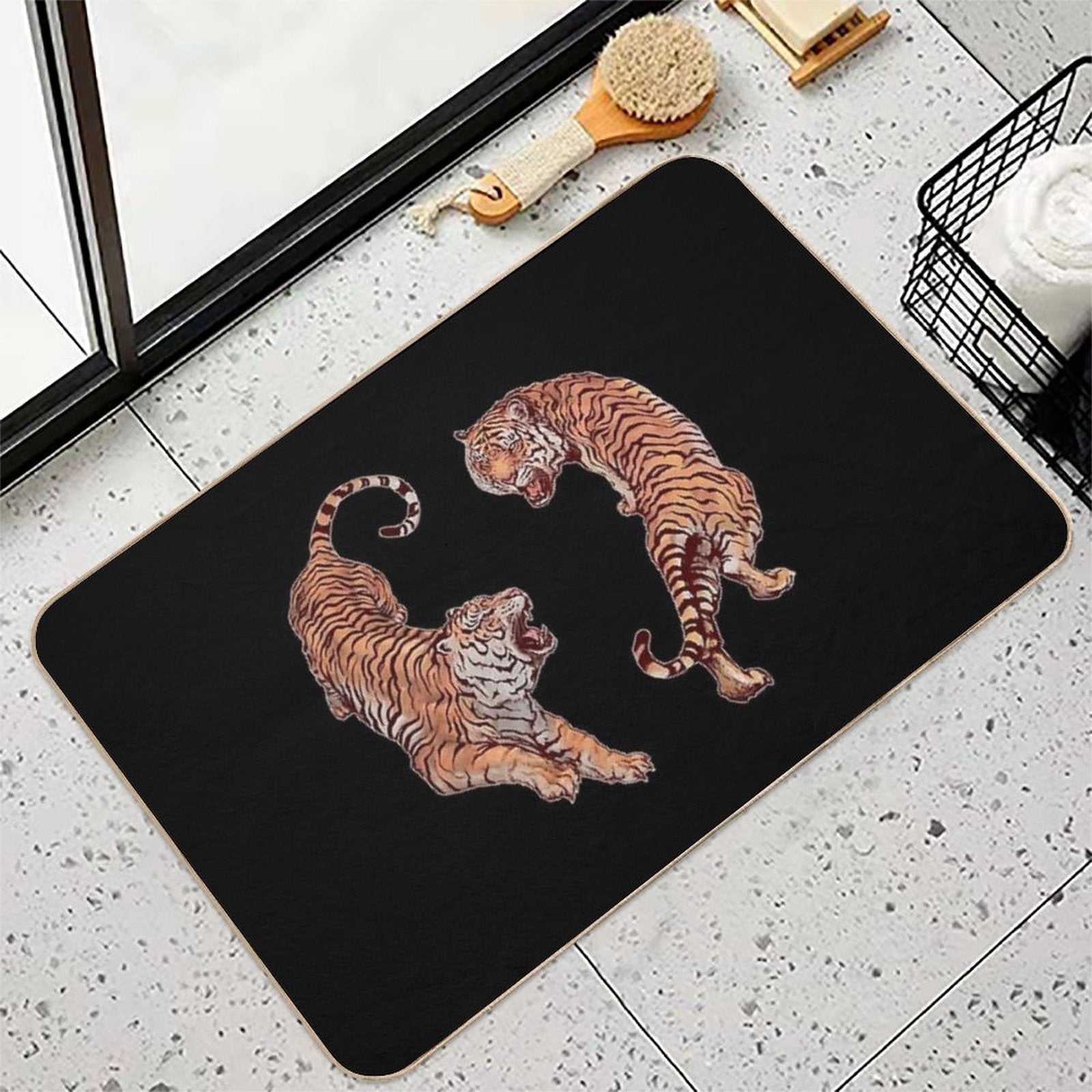 Year of The Tiger Happy Chinese New Year Yin Yang Tigers  Anti-Trip Bath Mat