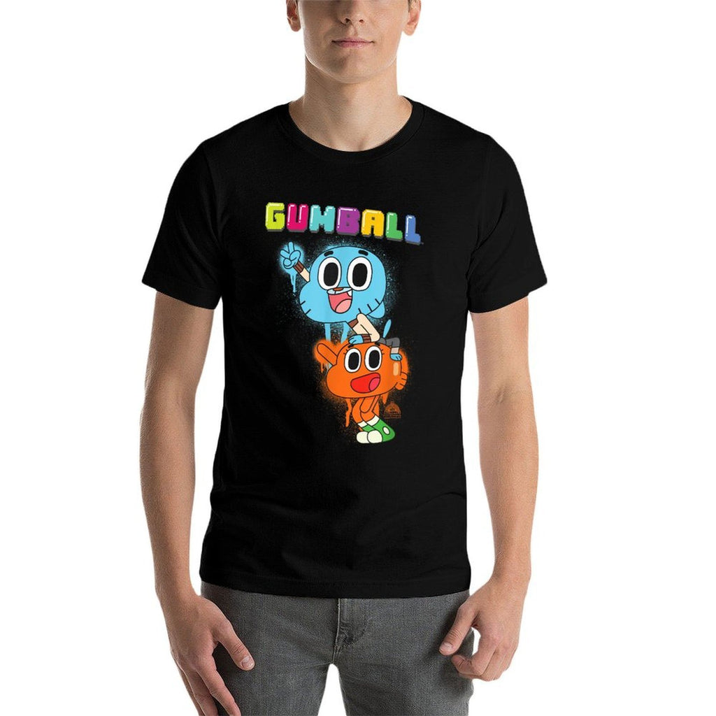 Cartoon Network The Amazing World of Gumball Gumball Spray Unisex-Adults Cat Modern Black Small  Relaxed-fit T-Shirt
