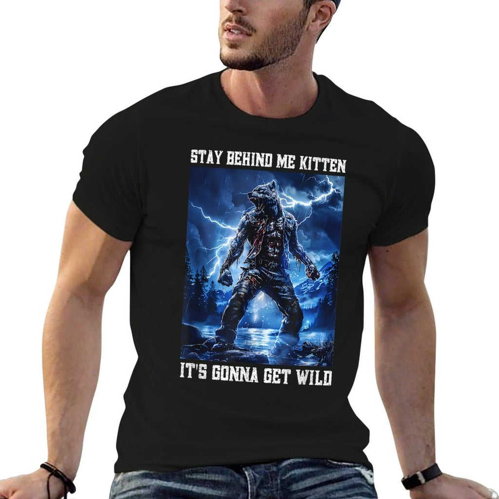 Stay Behind Me Kitten Cringy Werewolf Meme Cringe Alpha Wolf  Soft T-Shirt