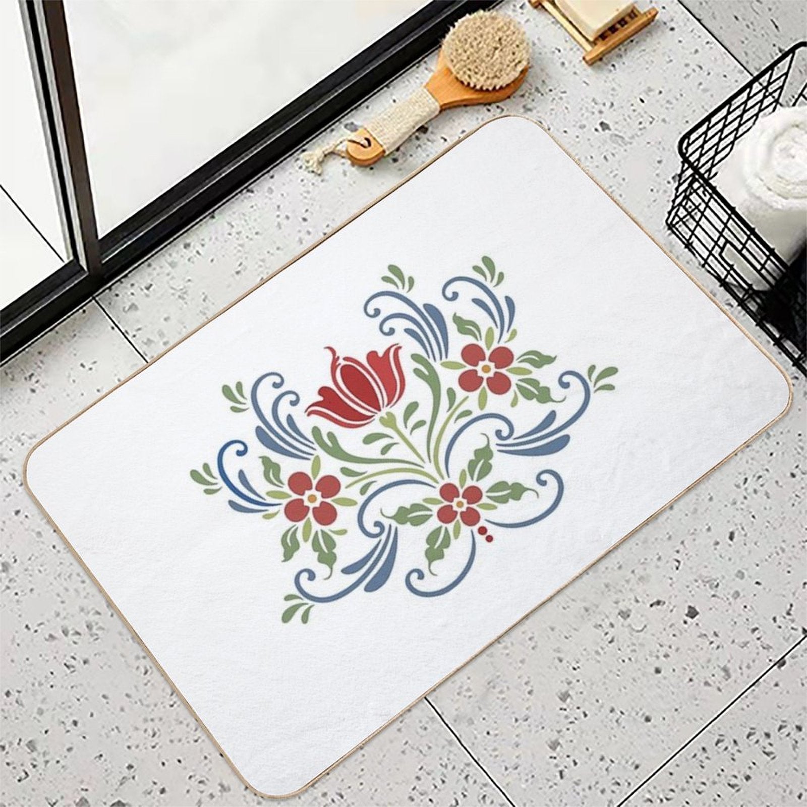 Scandinavian Flowers  Pet-Safe Bath Mat