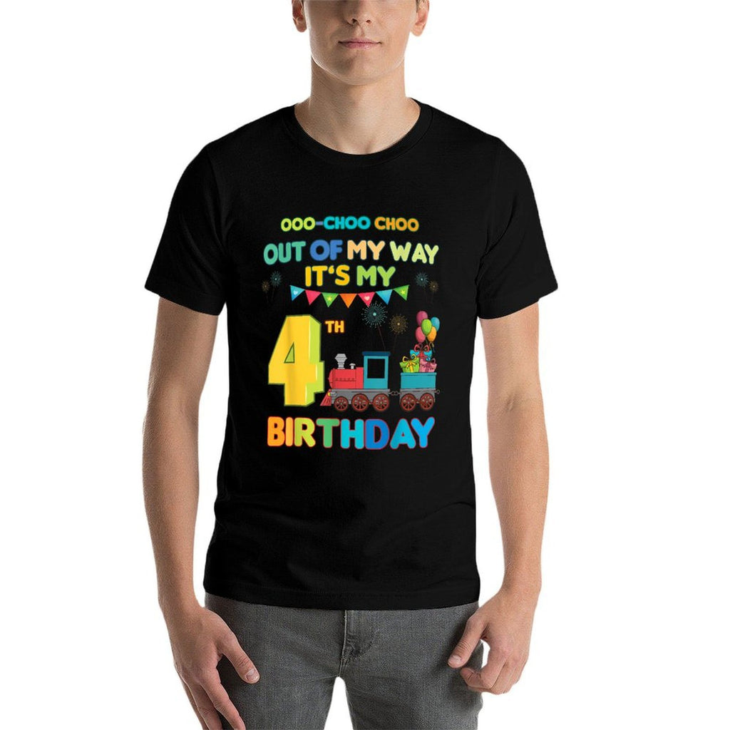 Out of My Way It's My 4th Birthday Trains Party Kids 4 Year  Classic T-Shirt