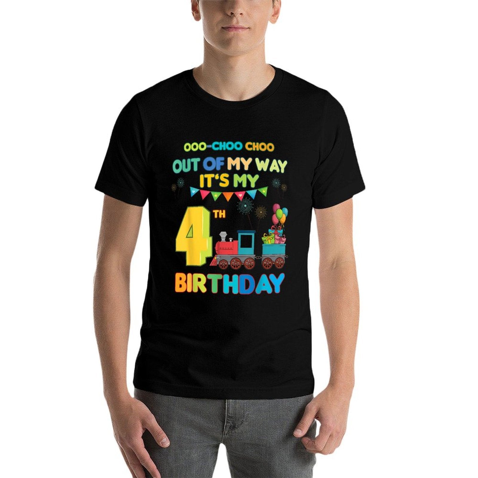 Out of My Way It's My 4th Birthday Trains Party Kids 4 Year  Classic T-Shirt