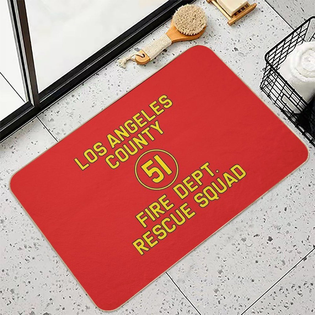 Emergency Squad 51 Side of Truck Reproduction Logo Durable Bath Mat