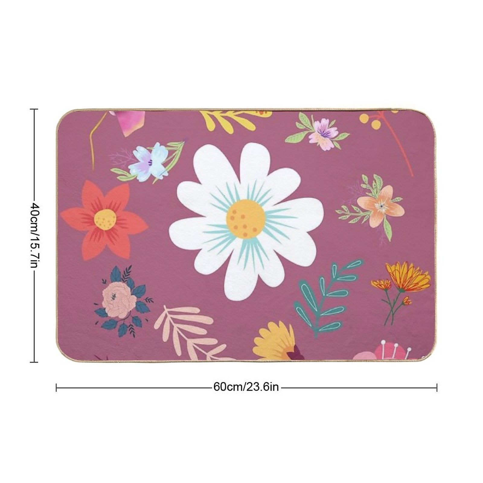 Random Floral Pattern 6 Tapestry Pink Background  Fade-Resistant Bath Mat