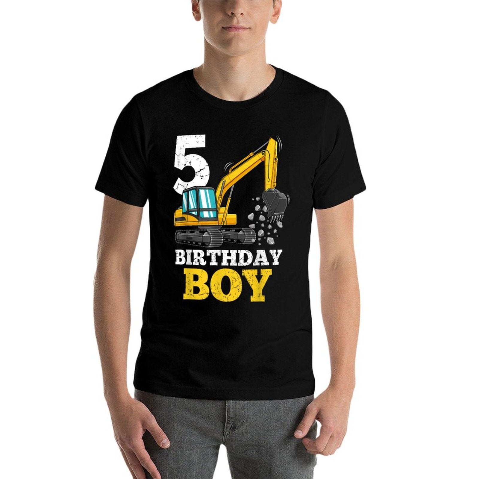 5 Years Old Birthday Boy Gift Construction Birthday Party  Quick-drying T-Shirt