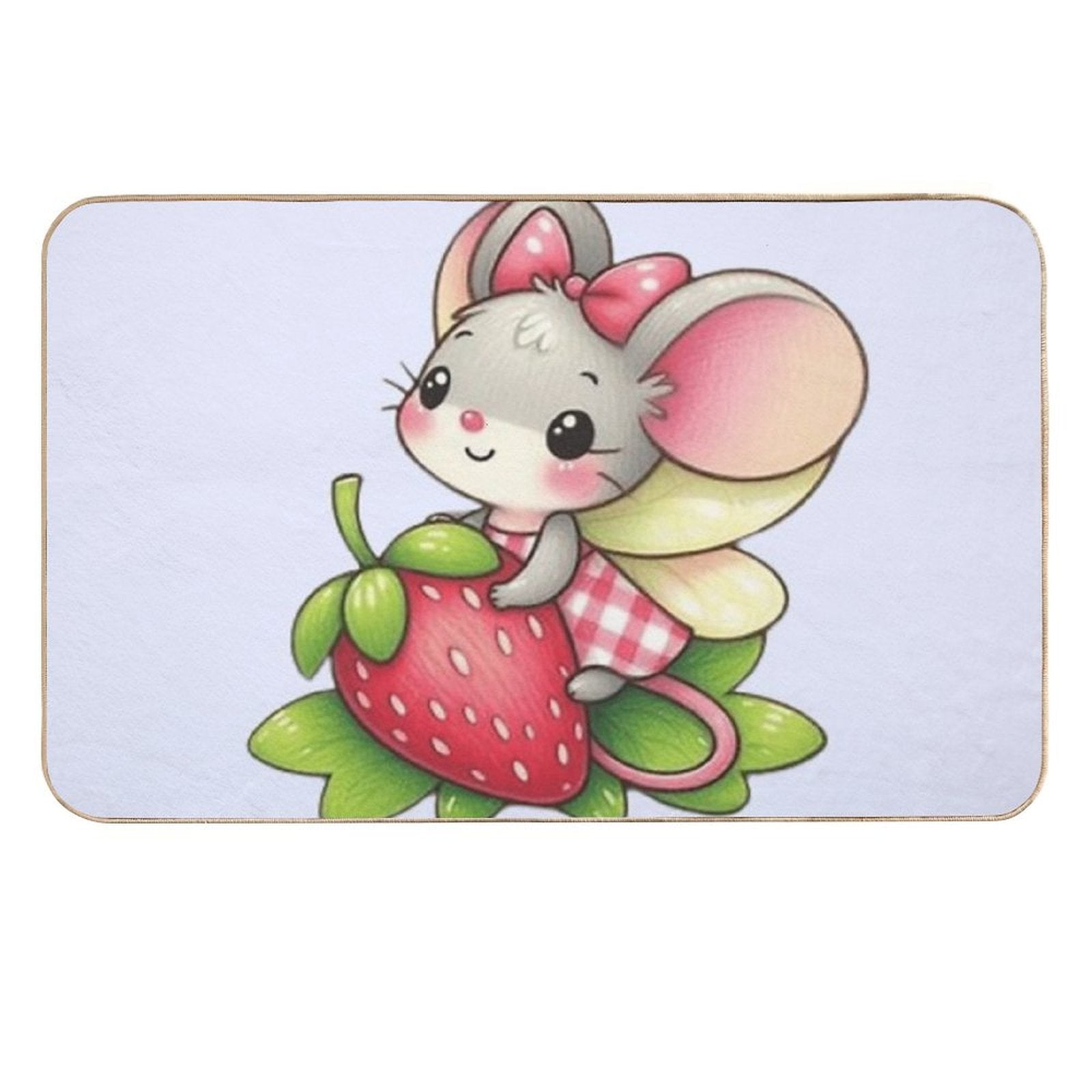 Cute Mouse Fairy with A Strawberry Durable Bath Mat