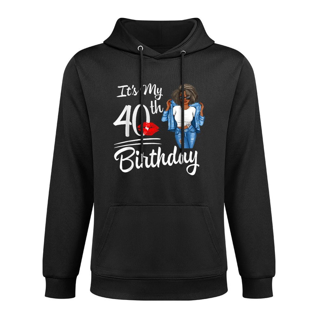 It's My 40th Birthday 40 Years Old Afro Black Melanin Women Breathable Fabric Hoodie