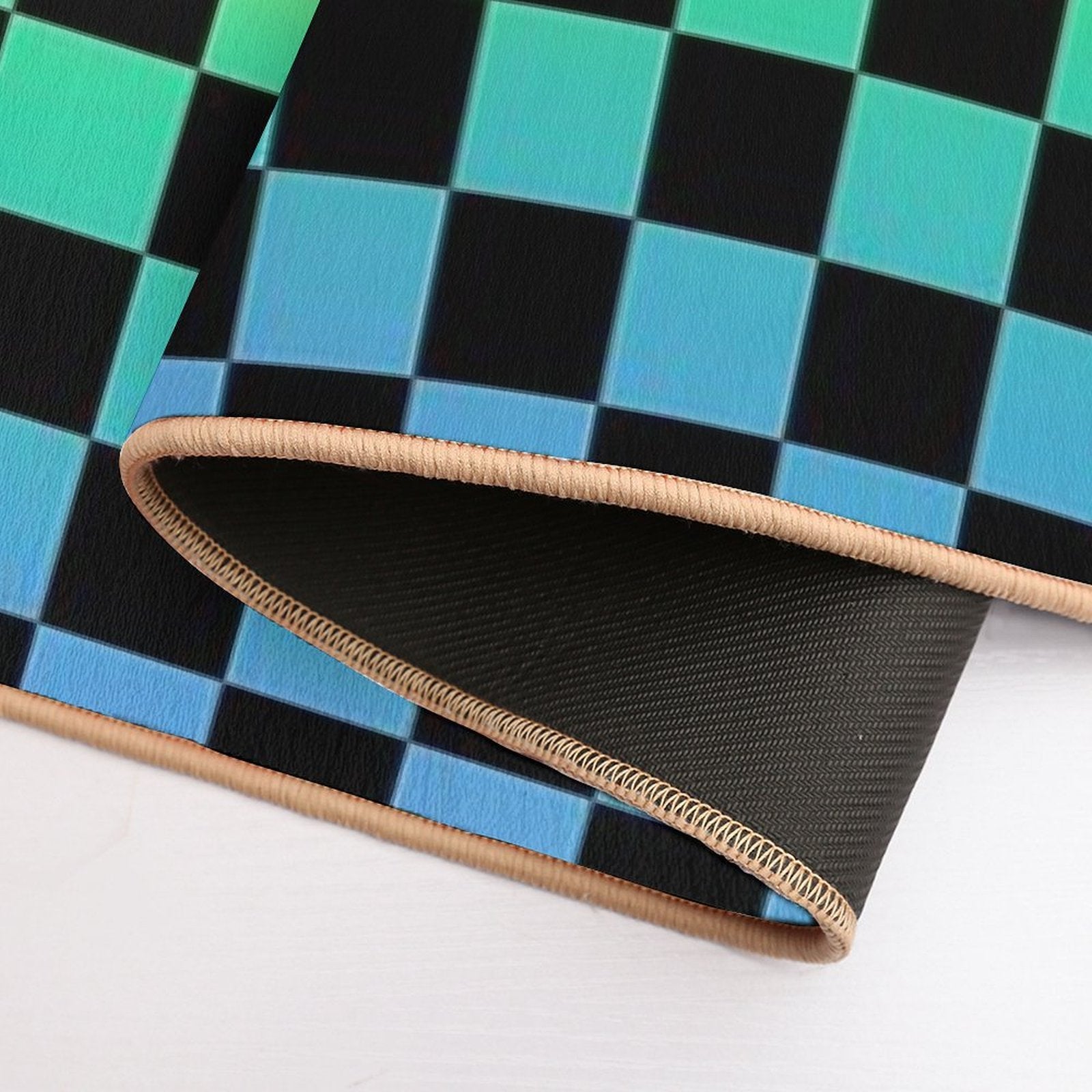 Rainbow And Black Checkerboard  Dirt-Trapping Bath Mat