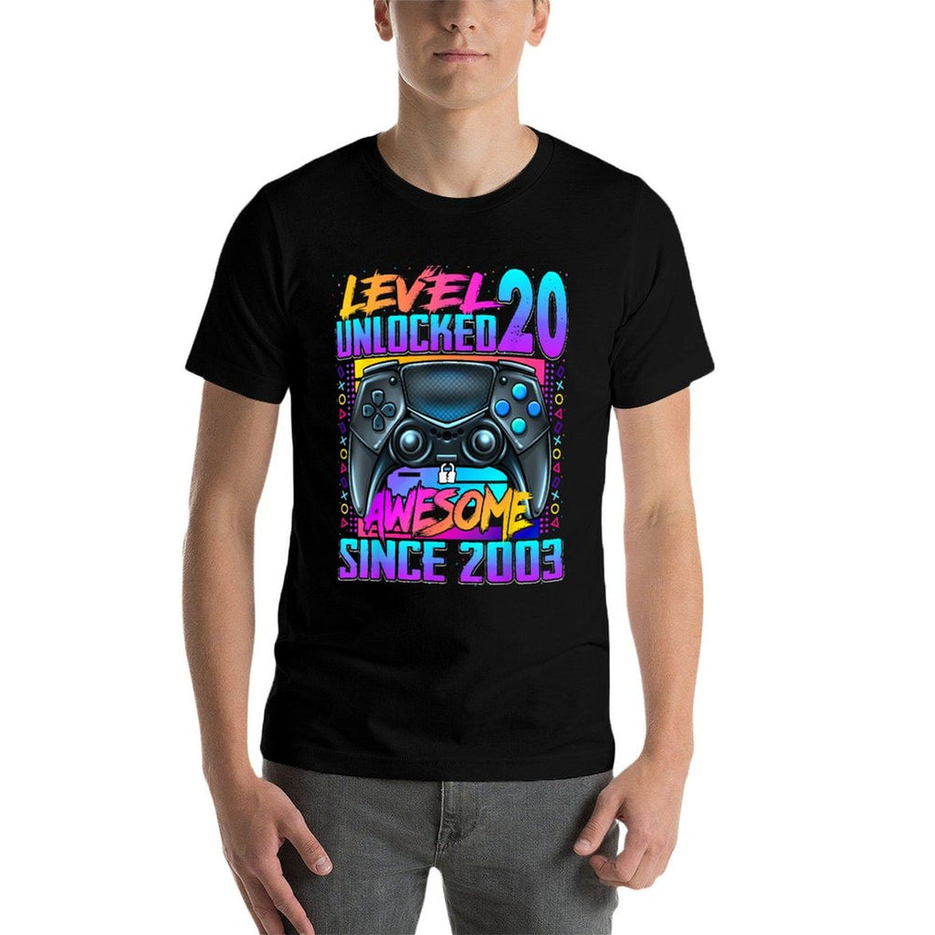 Level 20 Unlocked Awesome Since 2003 20th Birthday Gaming  High-quality Stitching T-Shirt