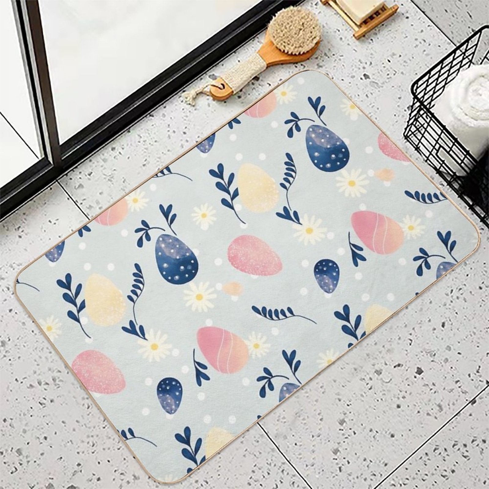 Easter Eggs And Flowers  Odorless Bath Mat
