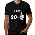 I Am 20 Plus Middle Finger Skeleton Bone Funny 21st Birthday  Ribbed Collar T-Shirt