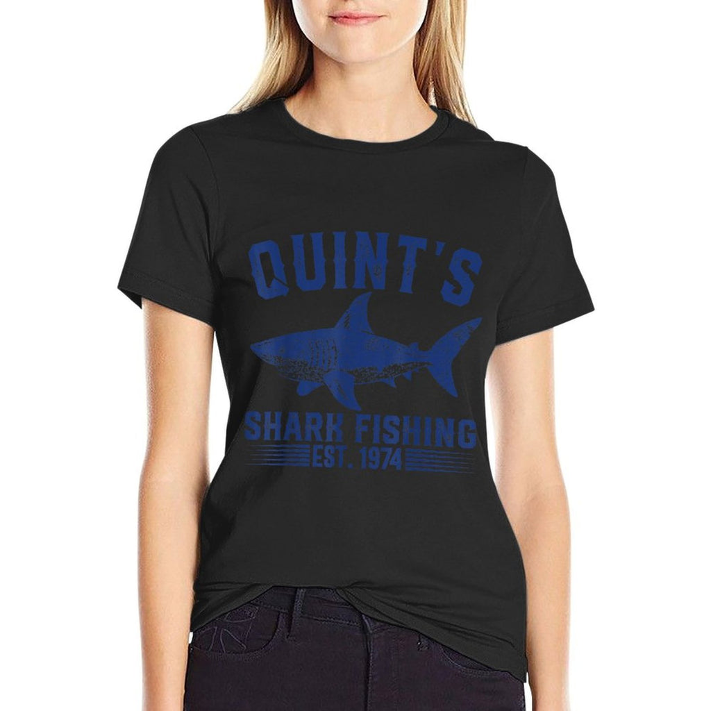 Vintage Quints Shark Fishing 1974 Retro Fisher Birthday  Polyester Blend T-Shirt