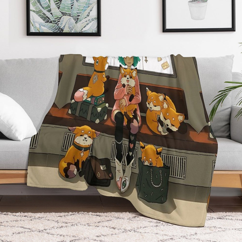 Witch And The Magic Foxes Wrinkle-free Throw Blanket