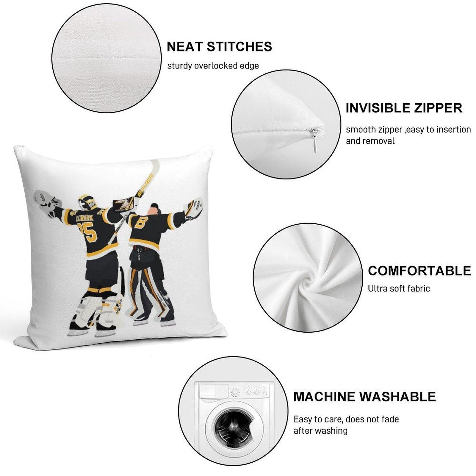 Jeremy Swayman And Linus Ullmark Hug Soft Luxury Feel Throw Pillow