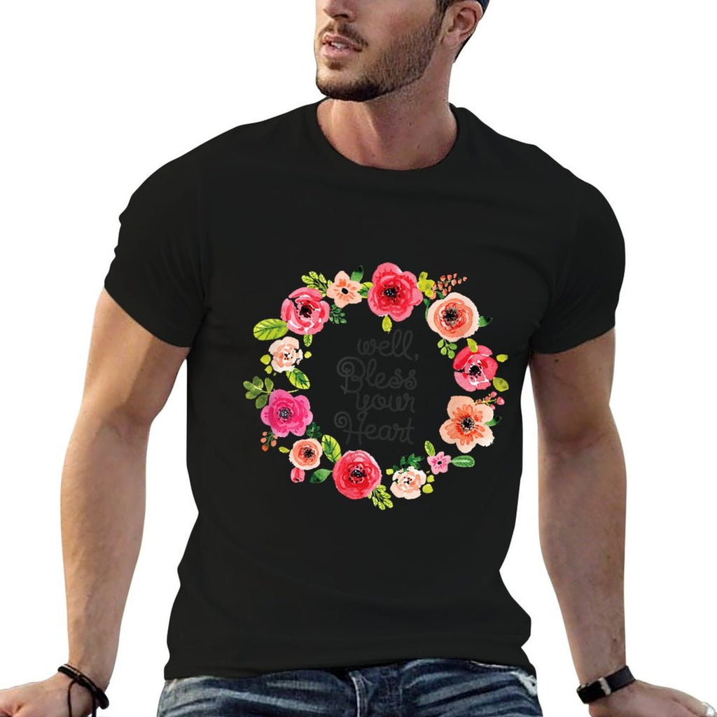 Bless Your Heart - Watercolor Floral Flowers - Southern  Oversized Silhouette T-Shirt