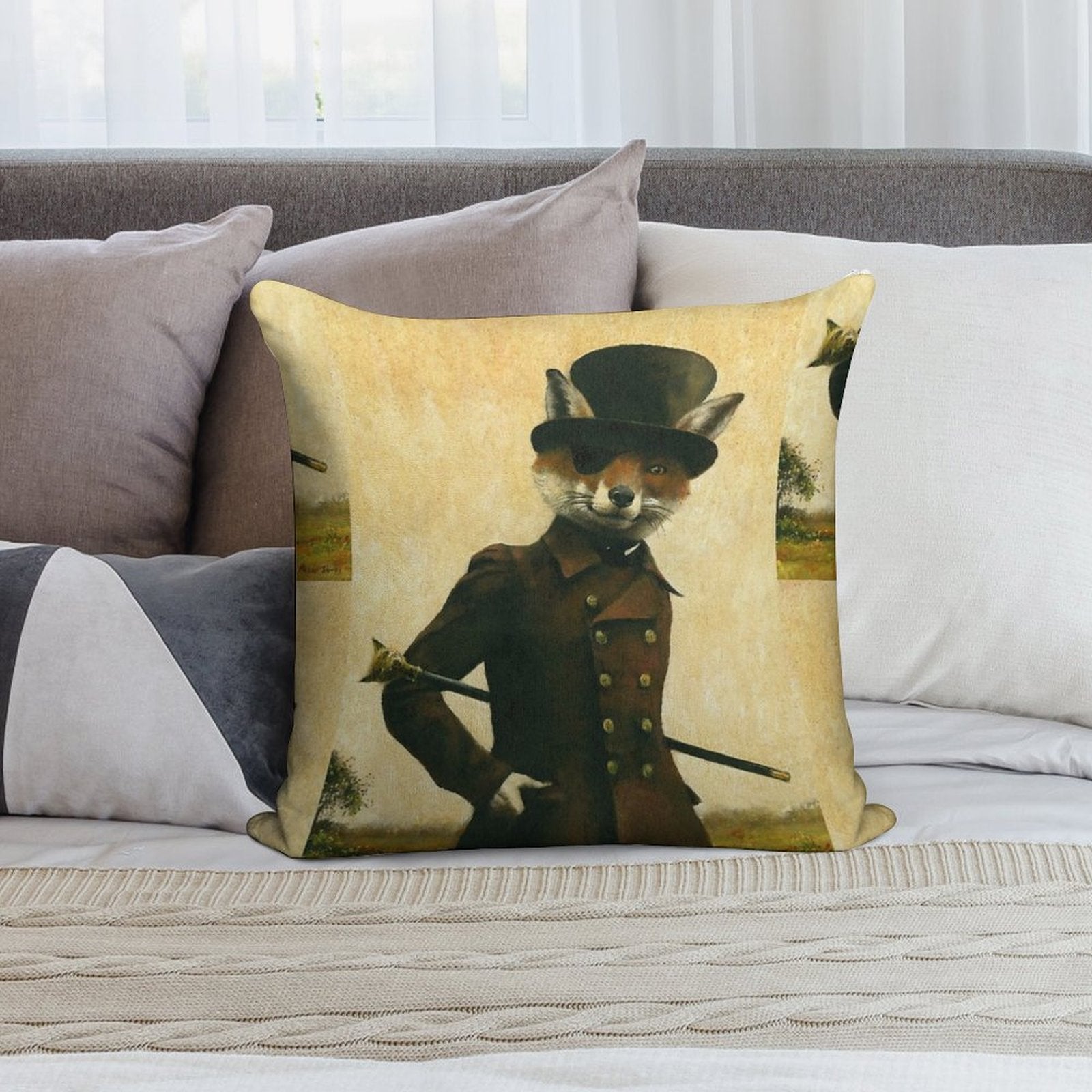 Sly Victorian Fox Soft Ultra-Soft Texture Throw Pillow
