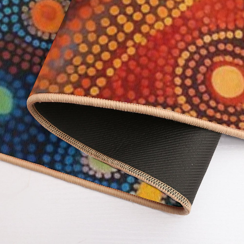 Aboriginal Authentic Art - Circular Paths  Eco-Friendly Bath Mat
