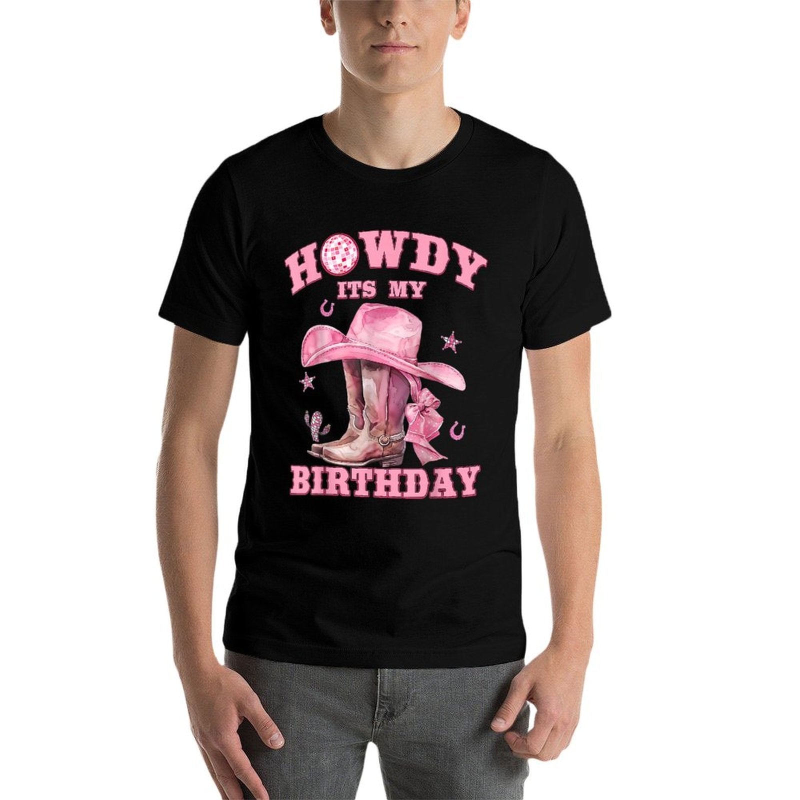 Howdy Its My Birthday Cowgirl Western Rodeo Girls Women  Ribbed Collar T-Shirt