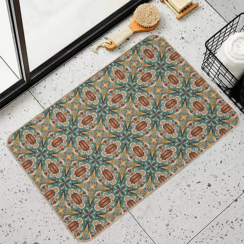 Aztec Art Tile Mexican Textiles Pattern  Long-Lasting Bath Mat