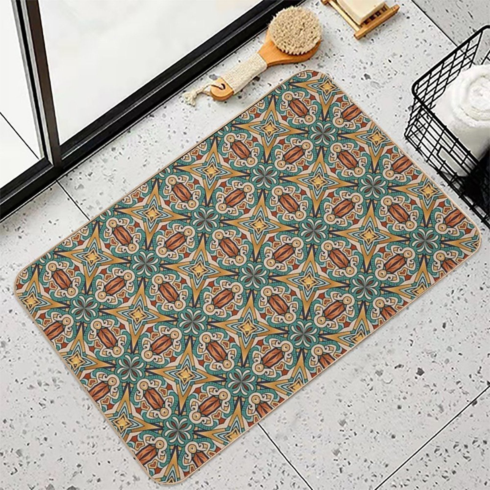 Aztec Art Tile Mexican Textiles Pattern  Long-Lasting Bath Mat