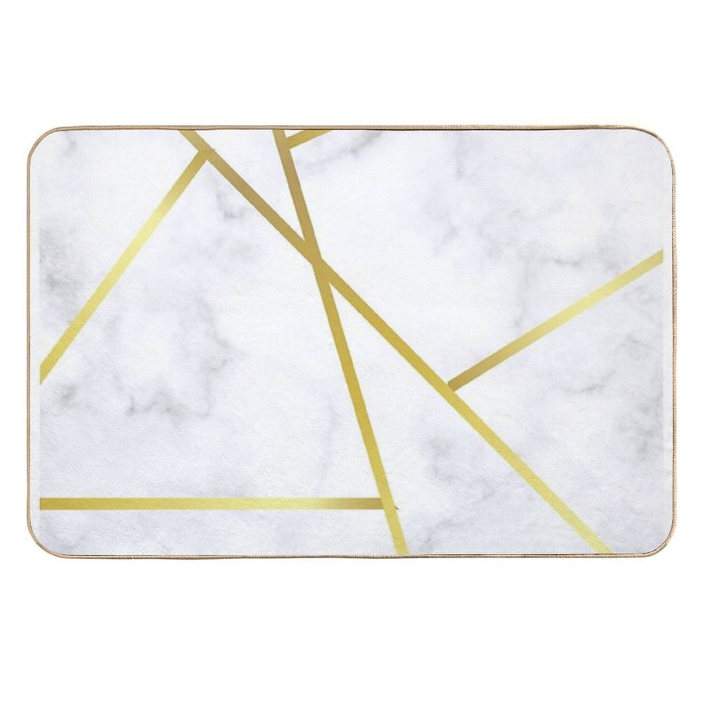 Gold Marble on White  Pet-Safe Bath Mat