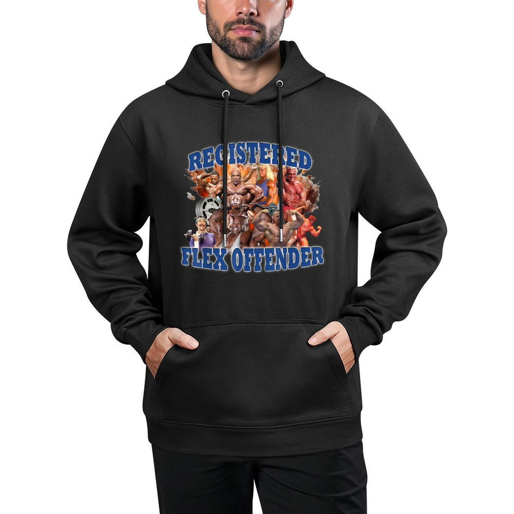Denchs Mens Modern Humorous Party Style Black Flex Offender Casual Wear Hoodie
