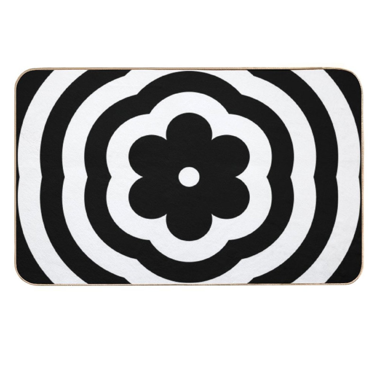 Black And White Rainbow Mod Flower  Anti-Trip Bath Mat