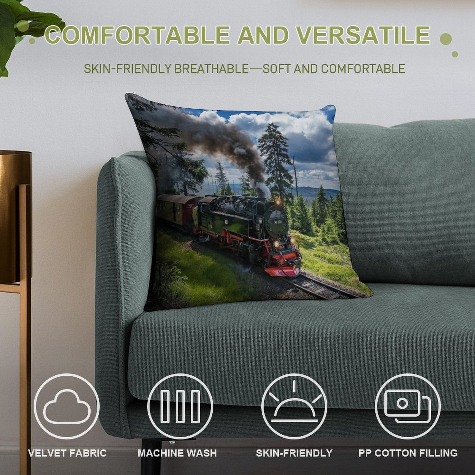 Steam Locomotive - Harz Narrow Gauge Railways (Germany) Soft Gift Ready Throw Pillow