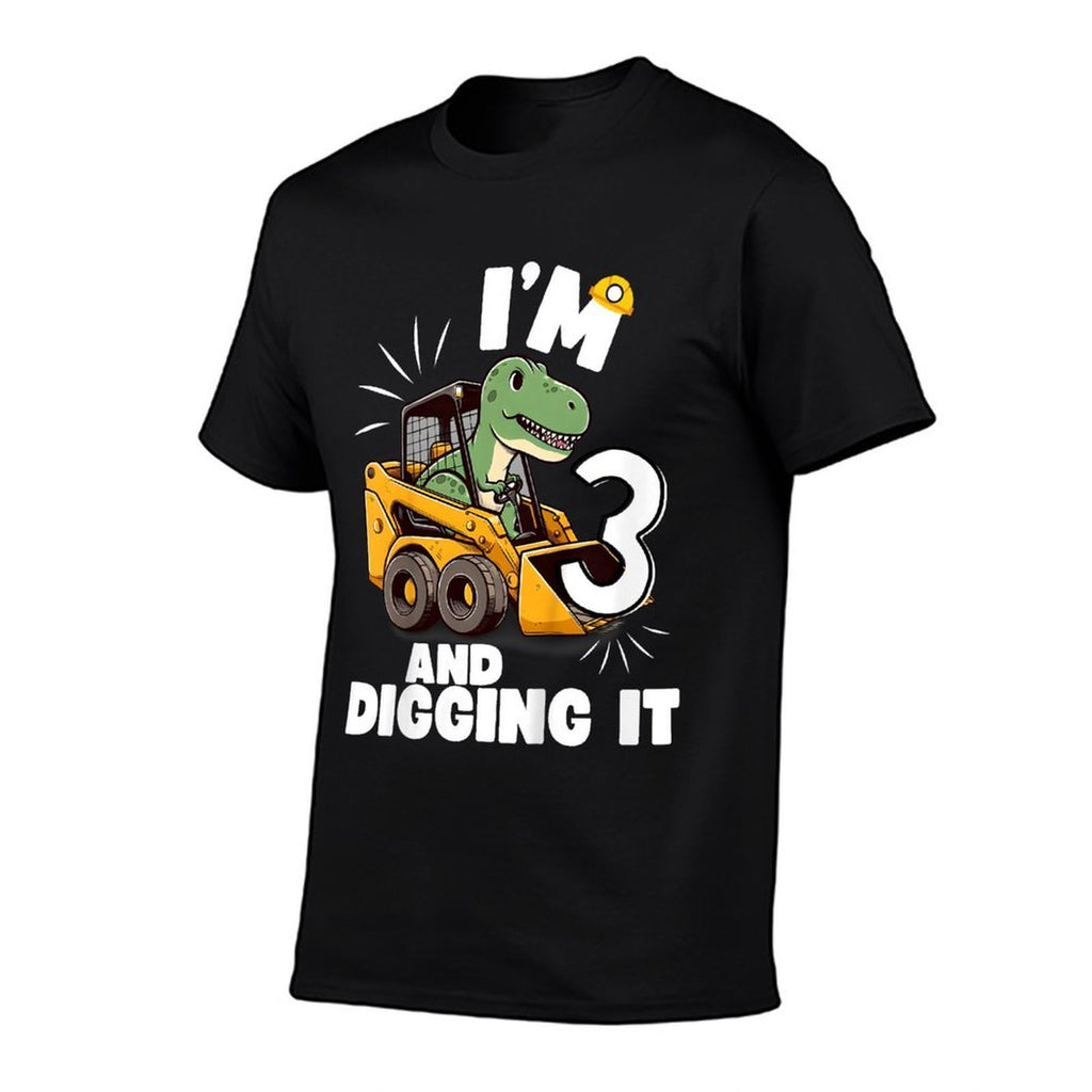 Kids I'm 3 And Digging It 3rd Birthday Dinosaur Construction  Eco-friendly Material T-Shirt