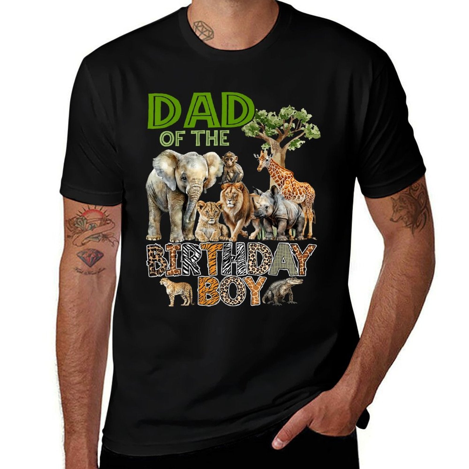 Dad of The Birthday Boy Safari Zoo Animals Family Bday Party  Stretchy T-Shirt