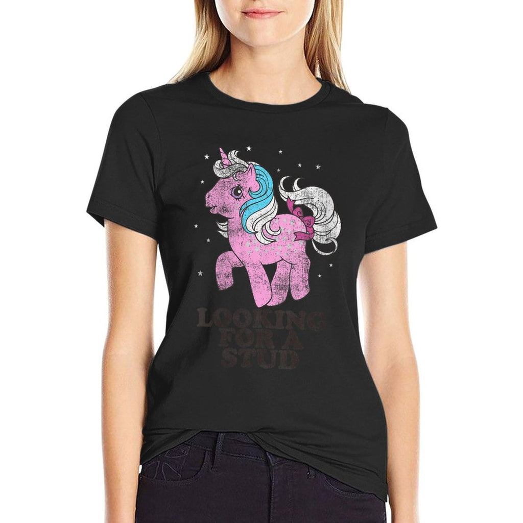 My Little Pony Retro Twilight Looking For A Stud Logo  Wrinkle-resistant T-Shirt