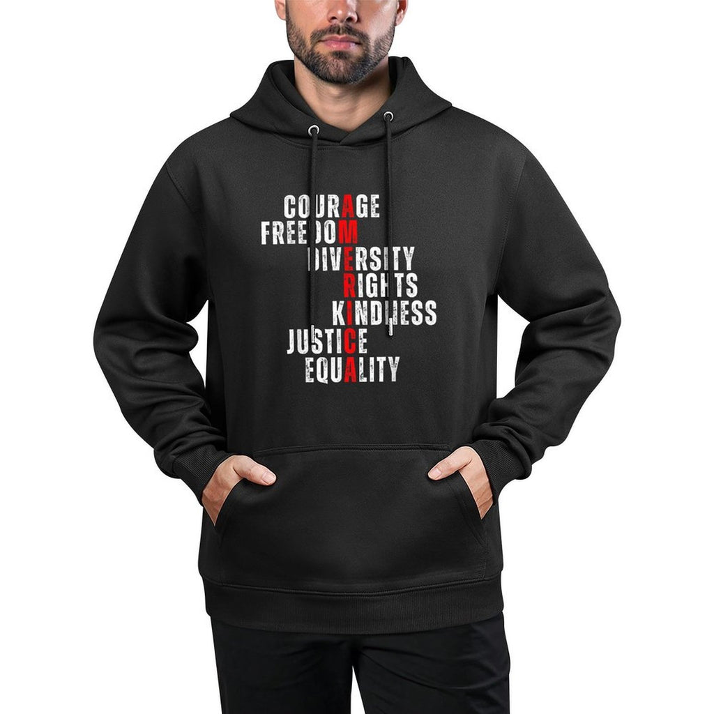 America Values Courage Freedom Equality Rights 4th Of July All-Day Comfort Hoodie