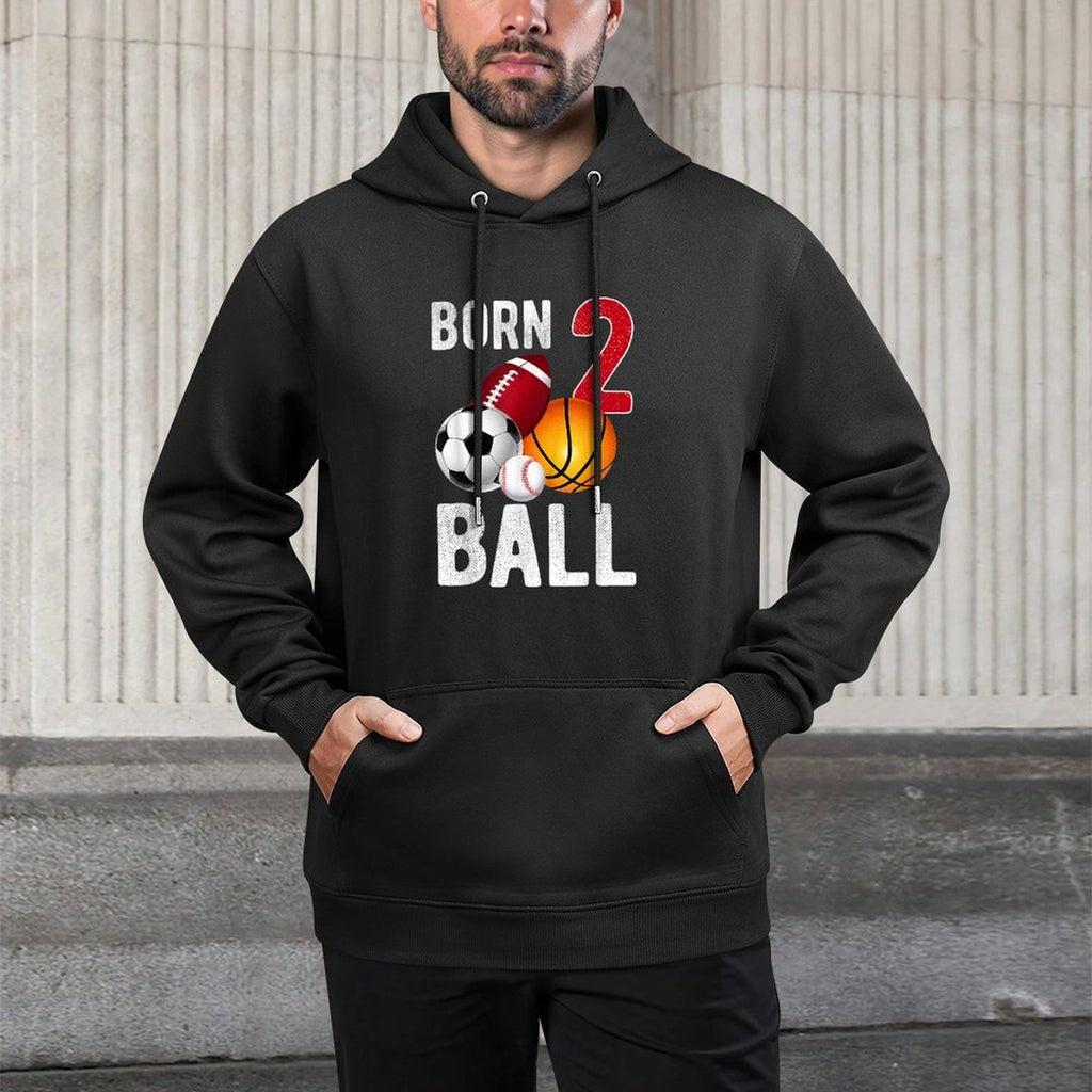Born 2 Ball Birthday Boy Girl Two 2 Year Old Baller Funny Colorfast Hoodie