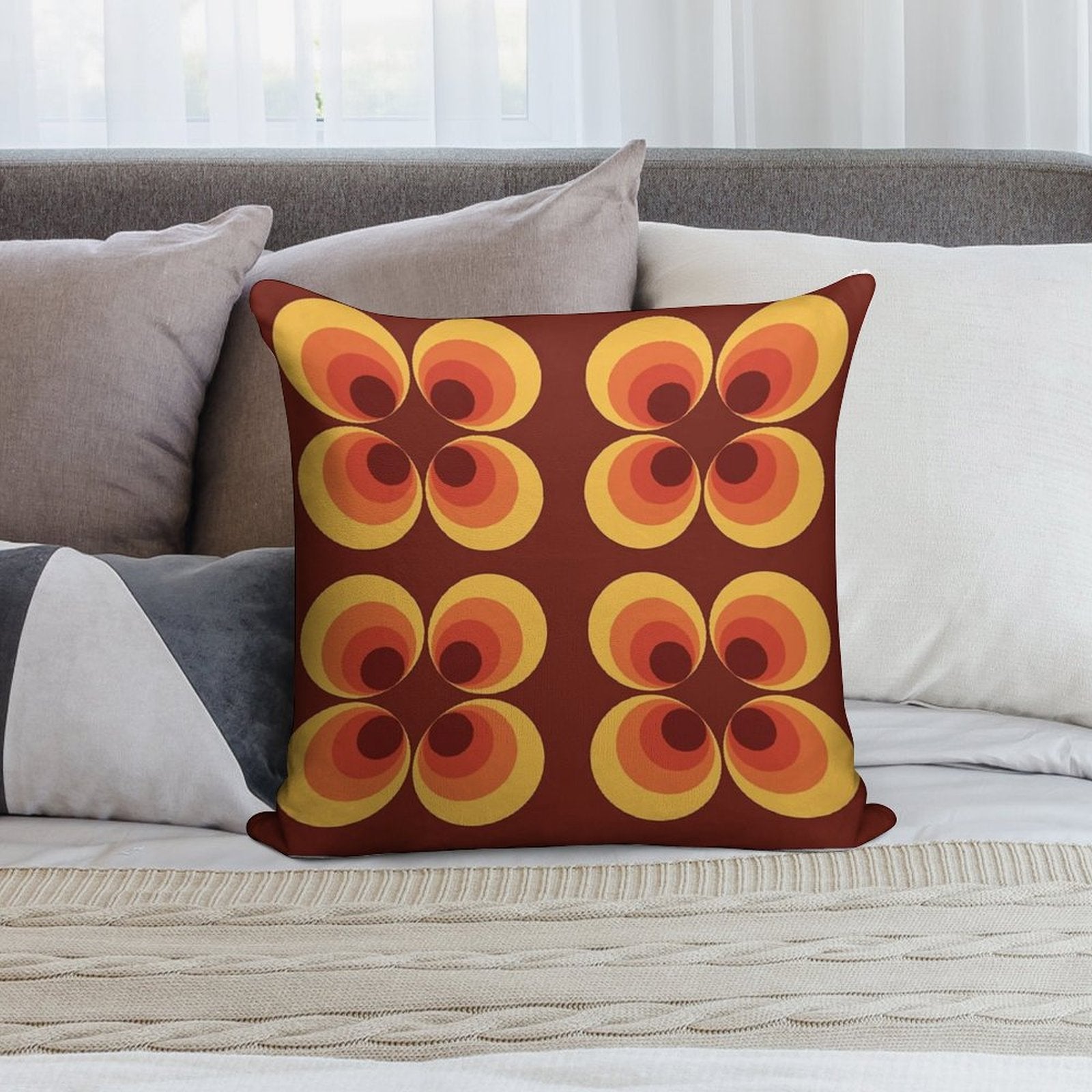 70s Graphic Soft Decorative Cover Throw Pillow
