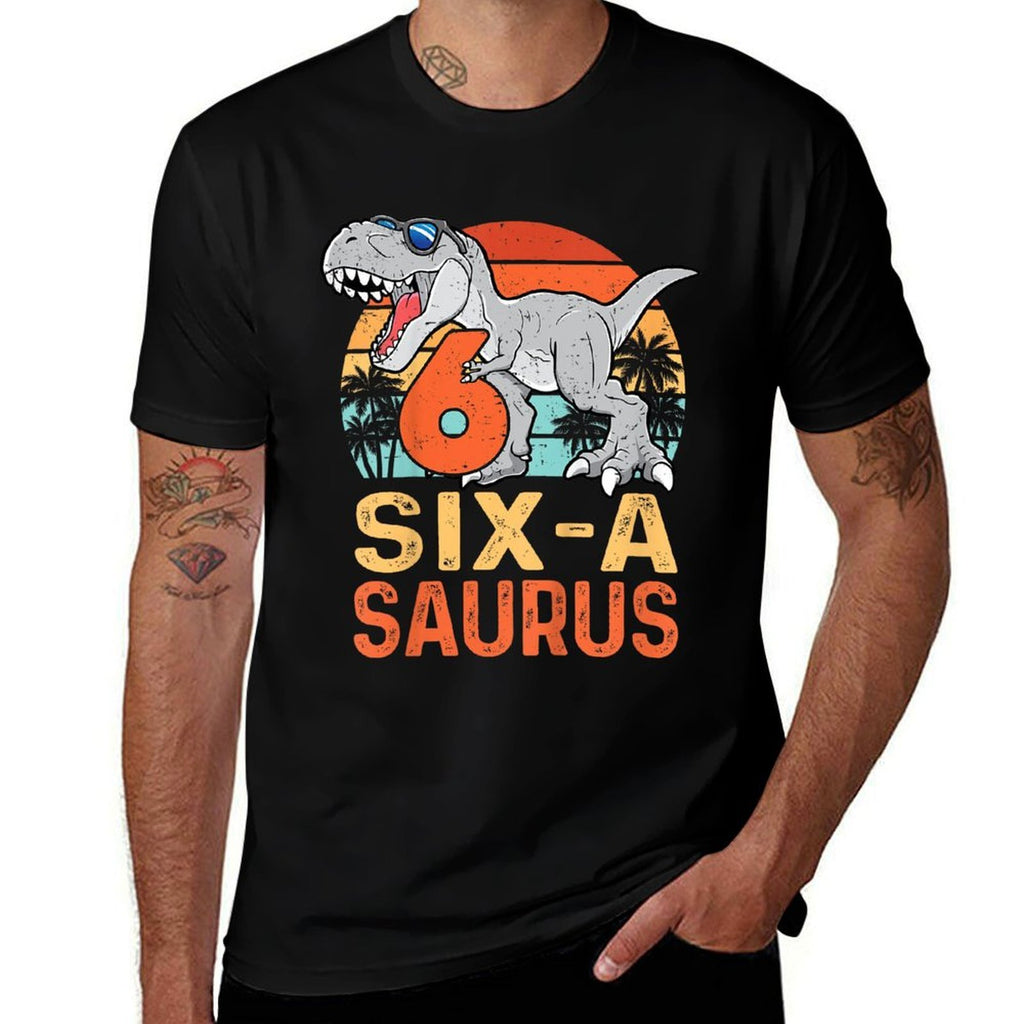 Kids Six A Saurus Rex 6th Birthday Dinosaur 6 Year Old Boys  Vintage-inspired T-Shirt