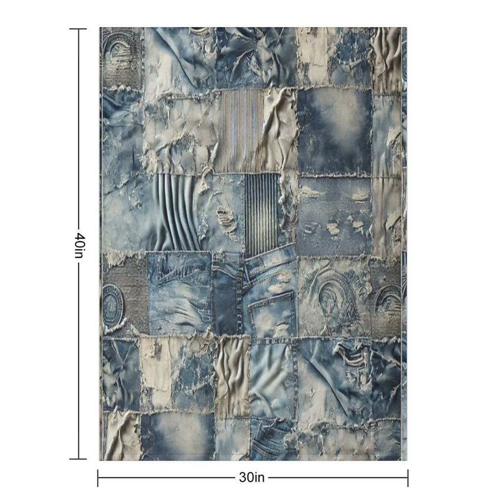 Rustic Denim Patchwork Multi-functional Throw Blanket