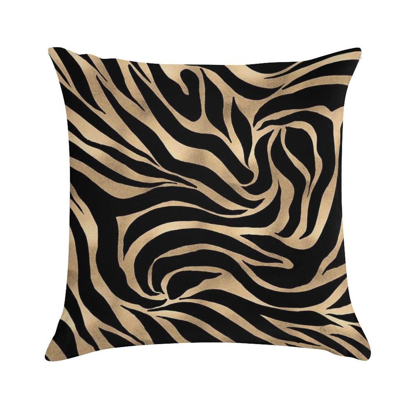Elegant Metallic Gold Zebra Black Animal Print Soft Gift Ready Throw Pillow