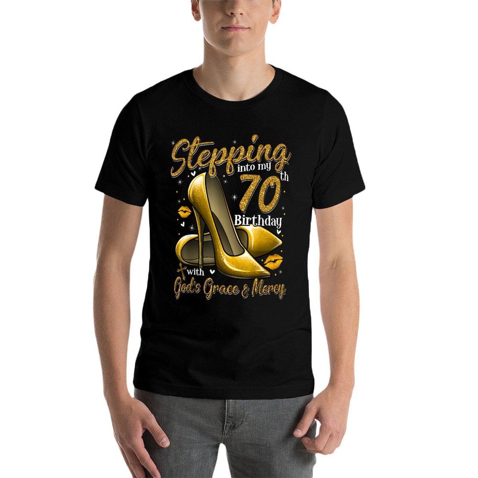 High Heels Stepping Into My 70th Birthday 70 And Fabulous  Trendy Pattern T-Shirt