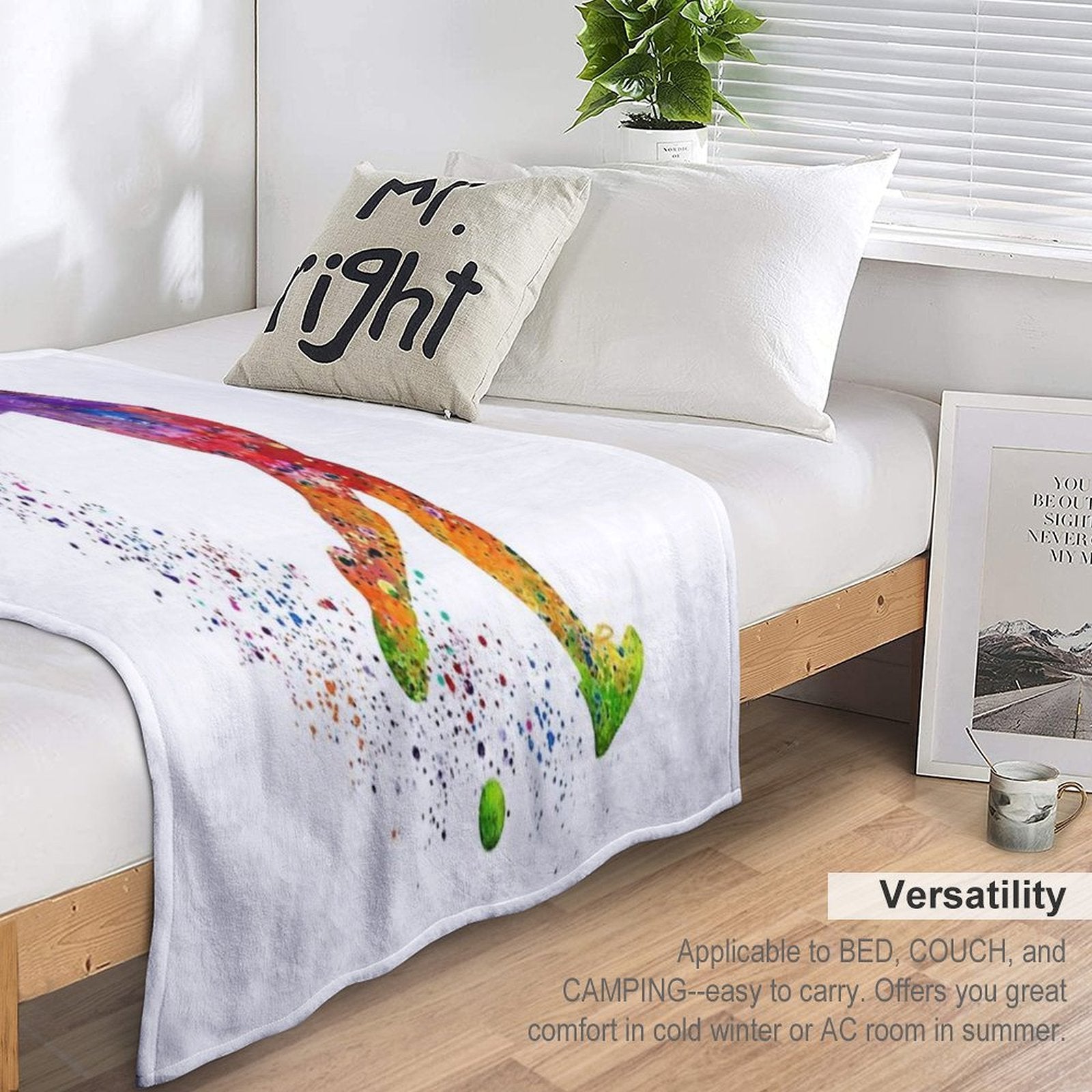 Field Hockey Girl Watercolor Silhouette Lightweight Throw Blanket