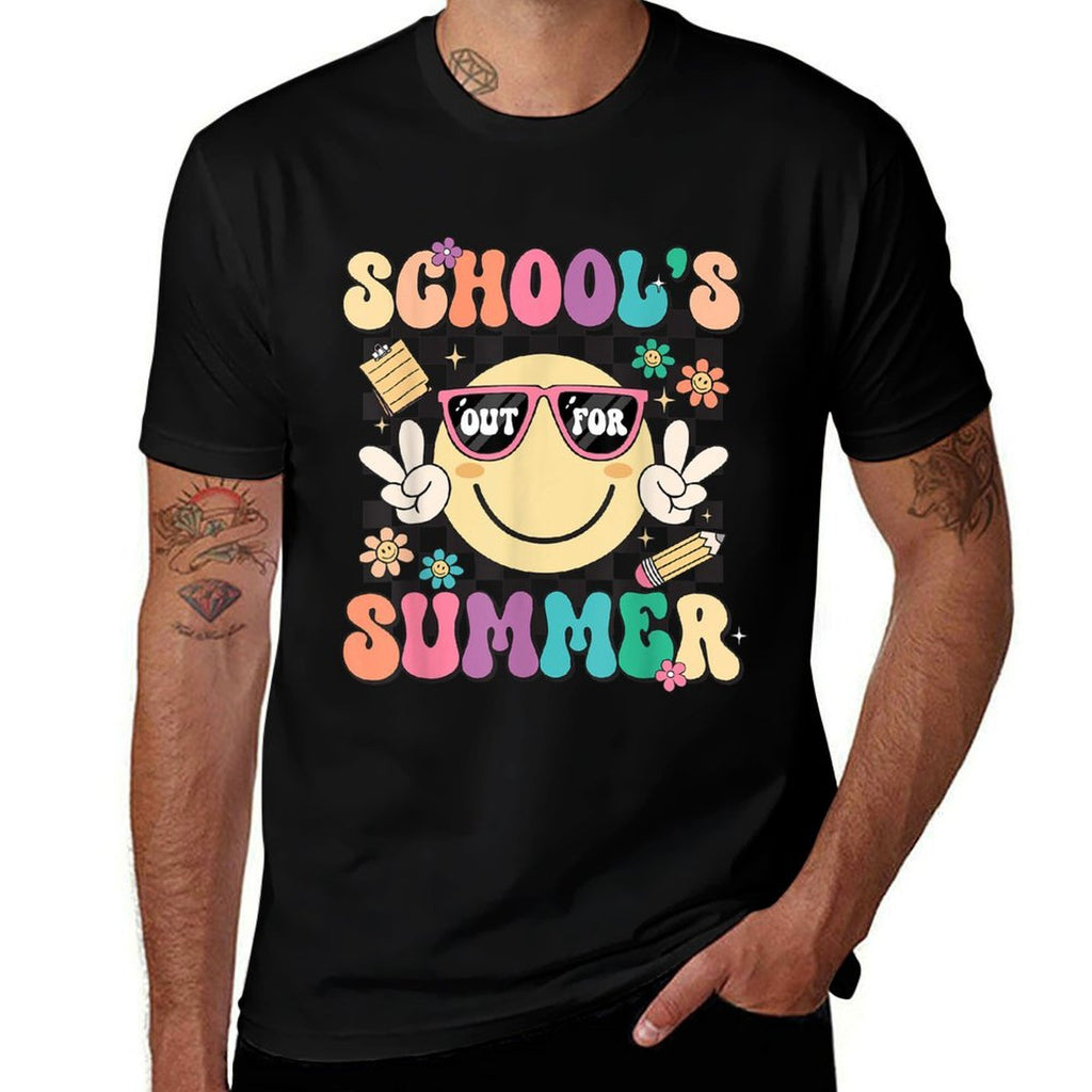 Last Day Of School Retro Schools Out For Summer Teacher Kids Comfortable T-Shirt