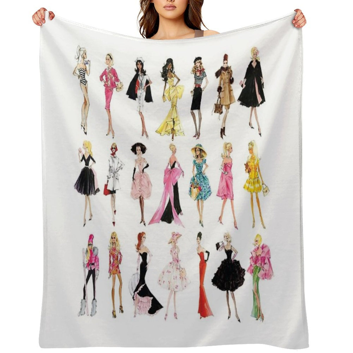 Vintage Doll Illustrations Eco-conscious Throw Blanket